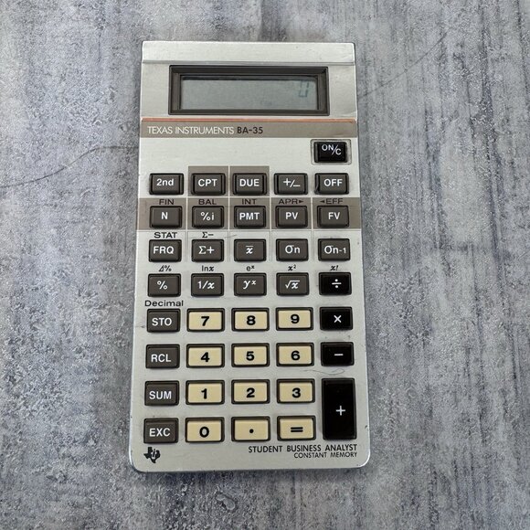 Vintage Texas Instruments BA-35 Calculator Student Business Analyst VTG Tested - Picture 2 of 10